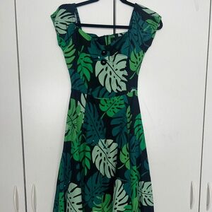 Collectif Dolores Tahiti Palm Print Dress - Size XS